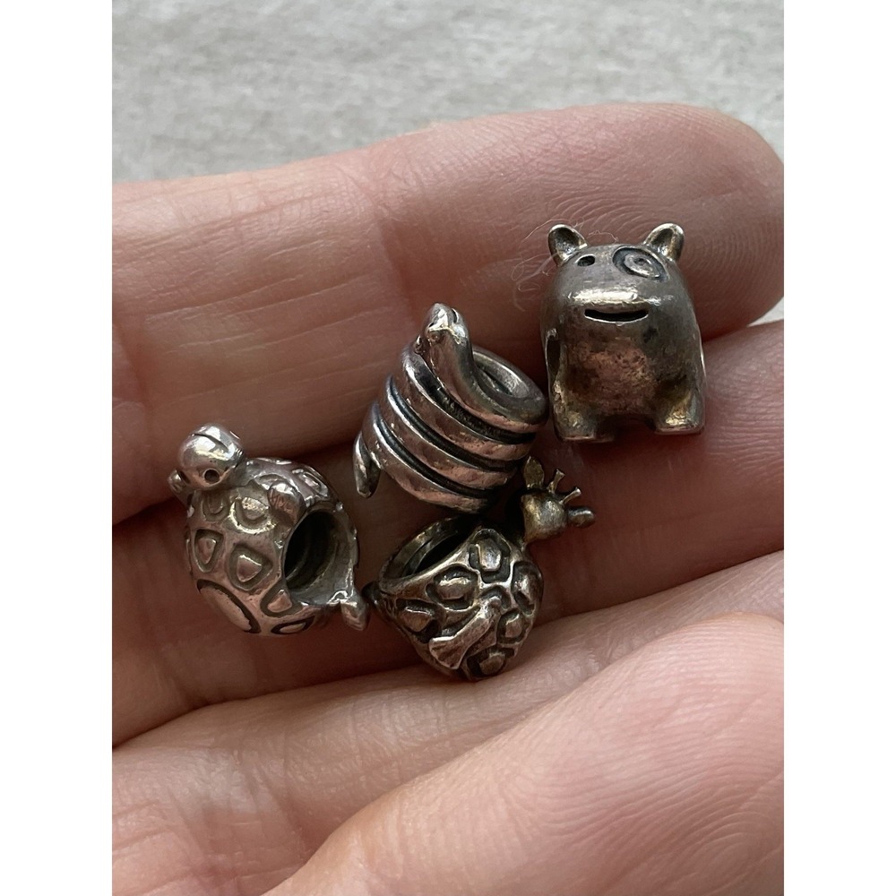 Pandora Lot Of 4 ALE 925 Sterling Silver Charm Snake Giraffe Turtle Dog - Picture 7 of 10